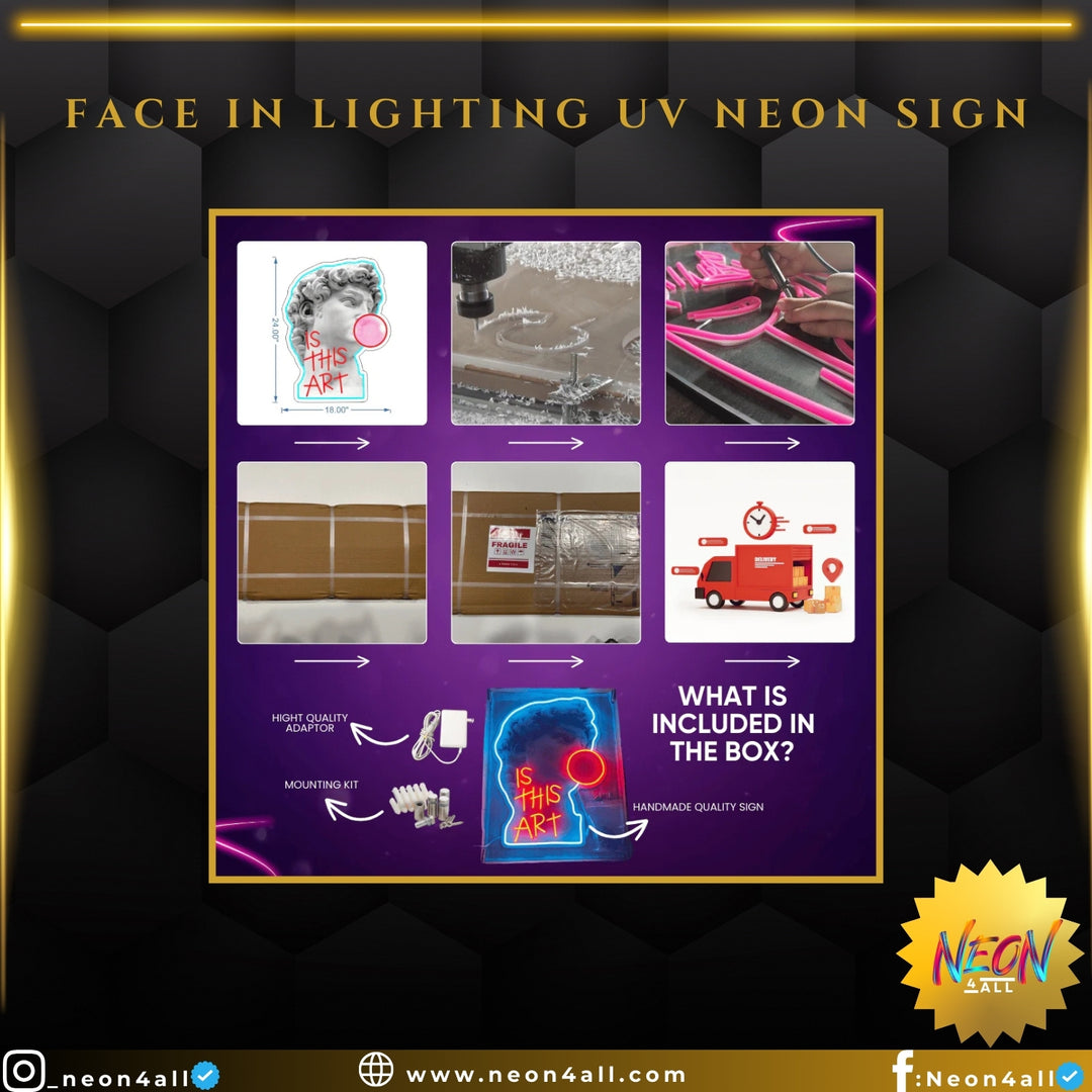 Face in Lighting UV Neon Sign 2