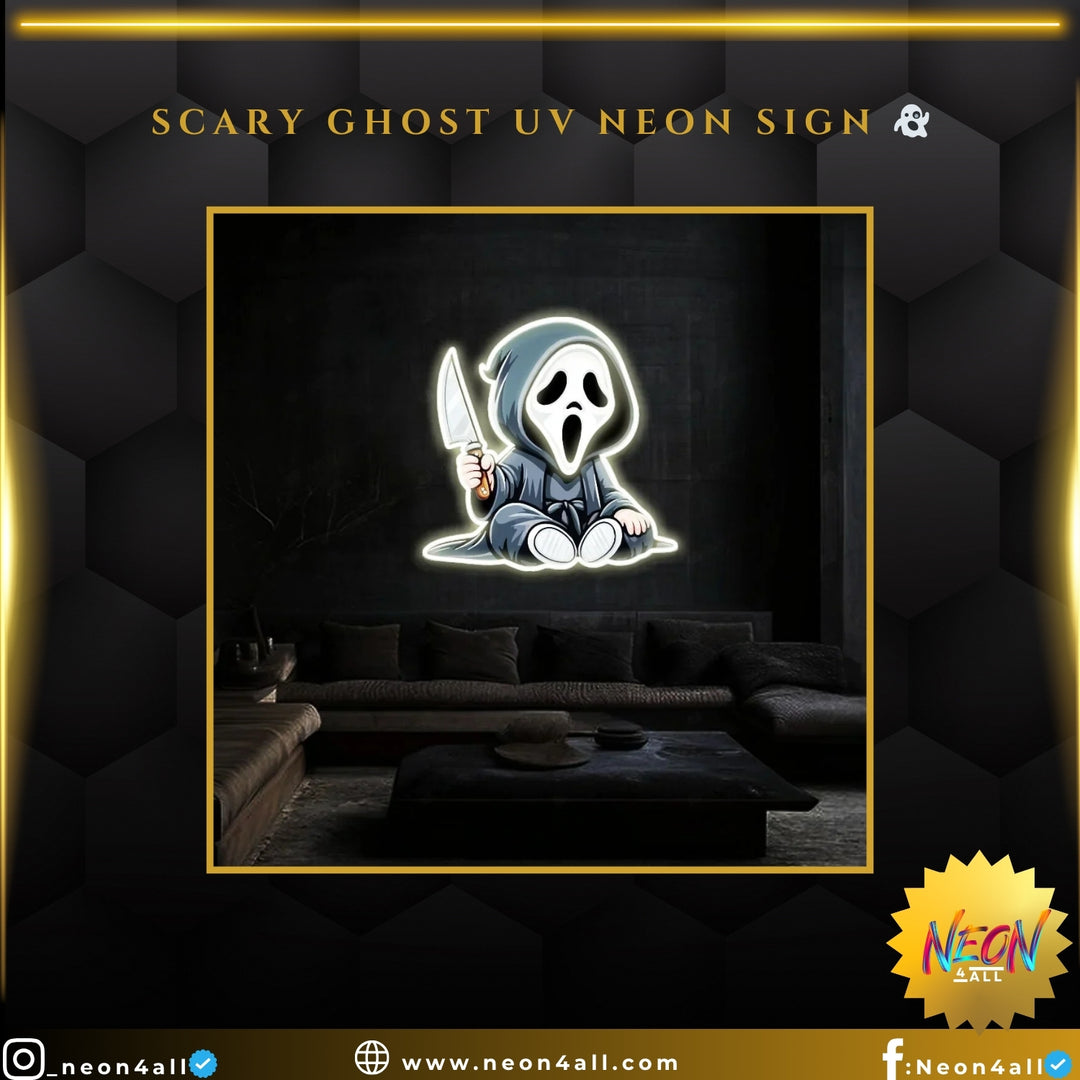 Scary Ghost UV Neon Sign 👻 – Add a Spooky Glow to Your Space!