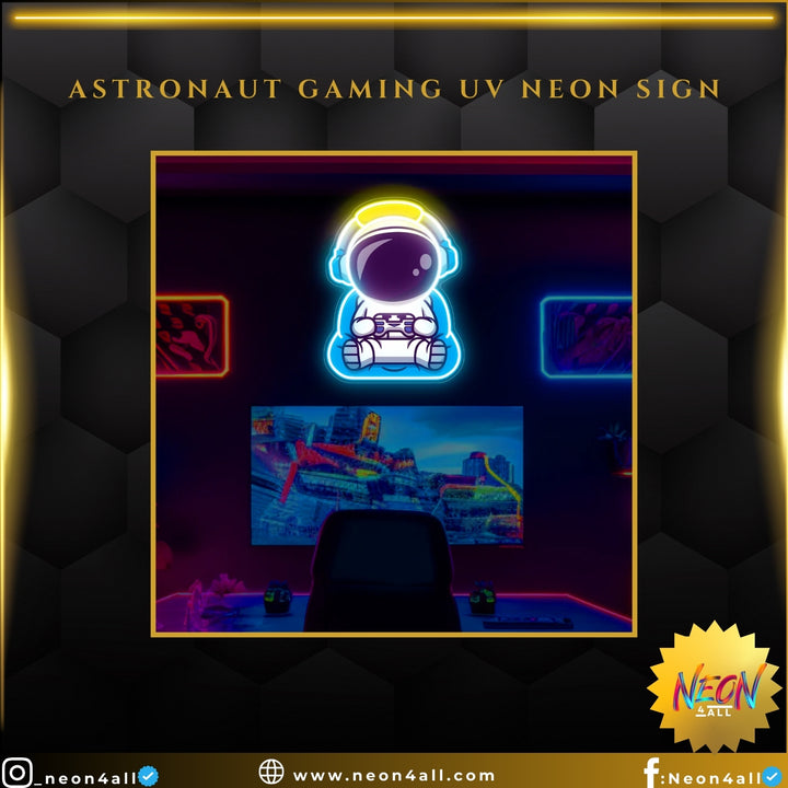 Astronaut Gaming UV Neon Sign