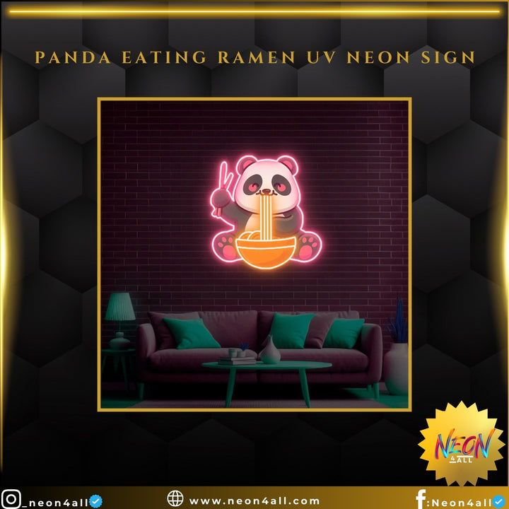 Panda Eating Ramen UV Neon Sign