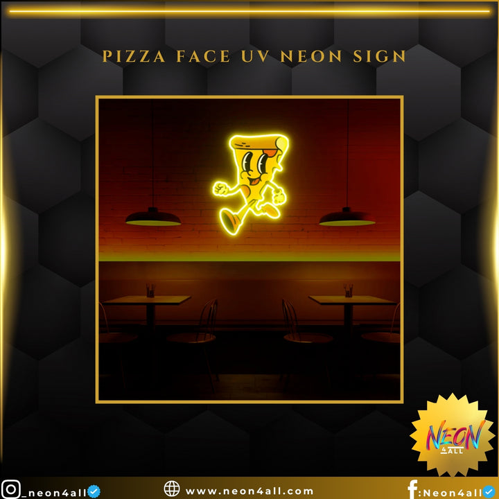 Pizza Face UV Neon Sign