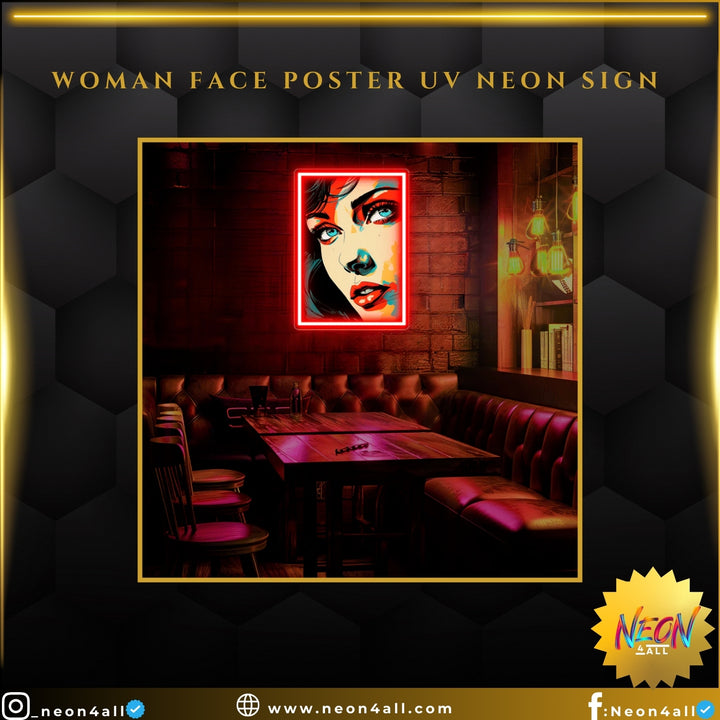 Woman Face Poster UV Neon Sign