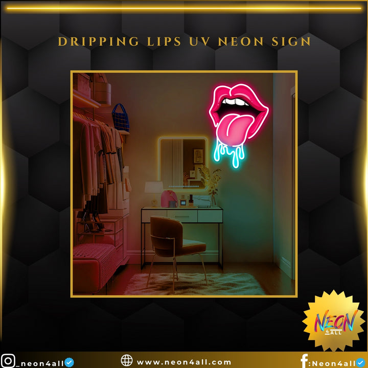 Dripping Lips UV Neon Sign