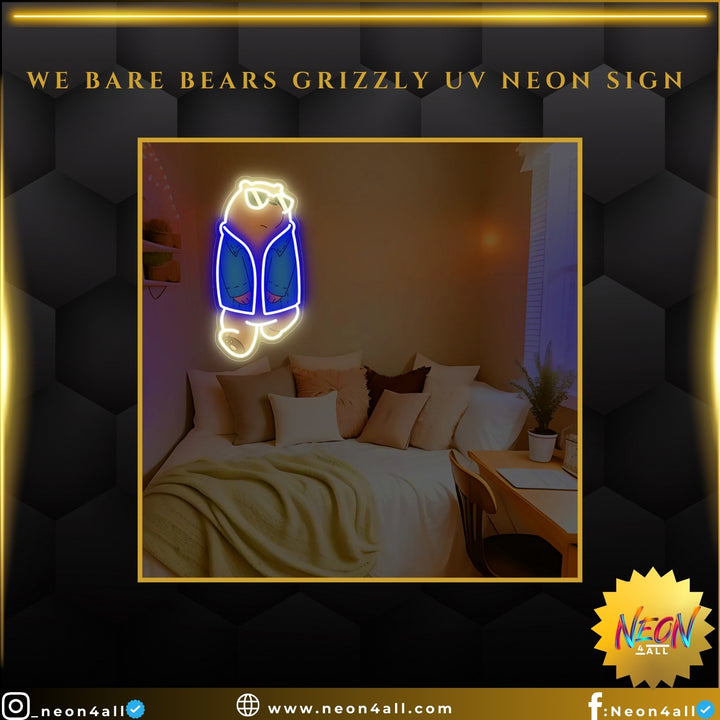 We Bare Bears Grizzly UV Neon Sign