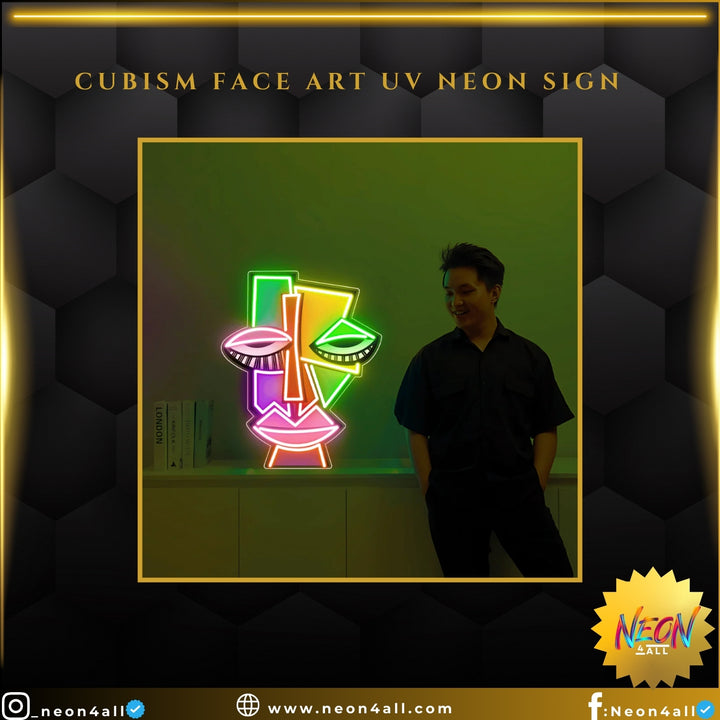 Cubism Face Art UV Neon Sign