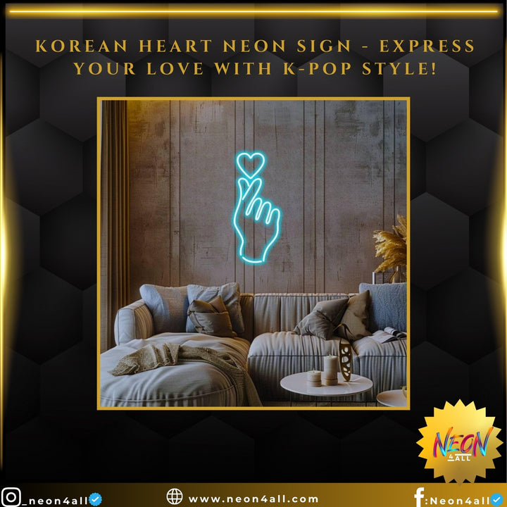 Korean Heart Neon Sign - Express Your Love with K-Pop Style!