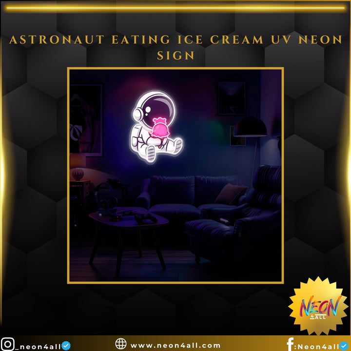 Astronaut Eating Ice Cream UV Neon Sign