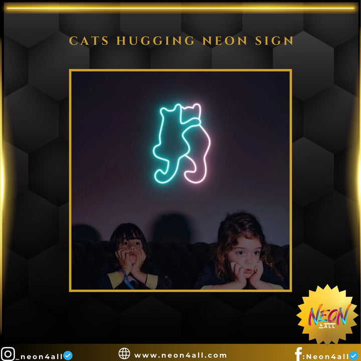 Cats Hugging Neon Sign