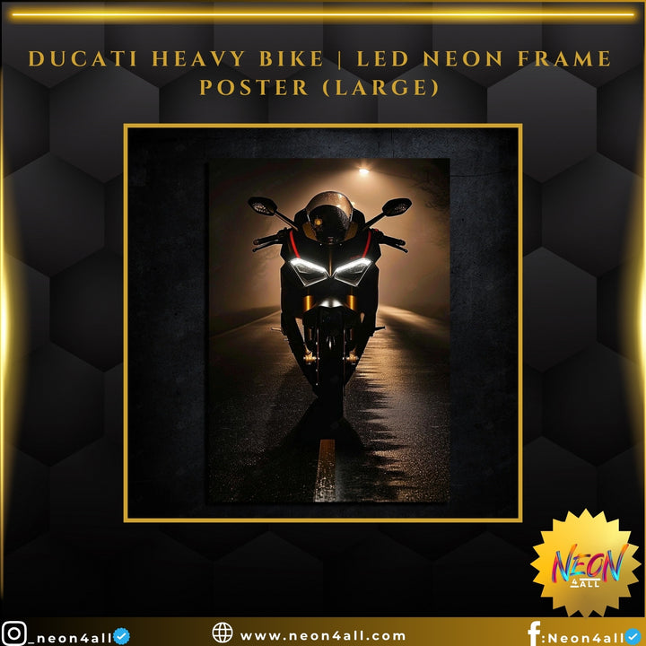 Ducati Heavy Bike | LED Neon Frame Poster (Large)