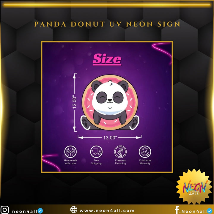 Panda Donut UV Neon Sign