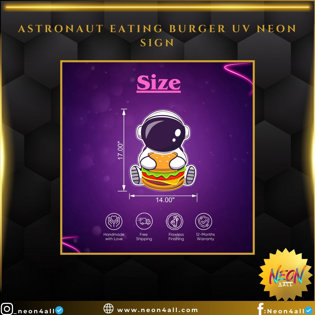 Astronaut Eating Burger UV Neon Sign