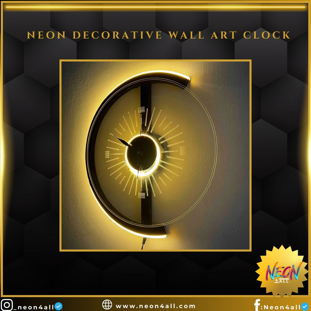 Neon Decorative Wall Art Clock