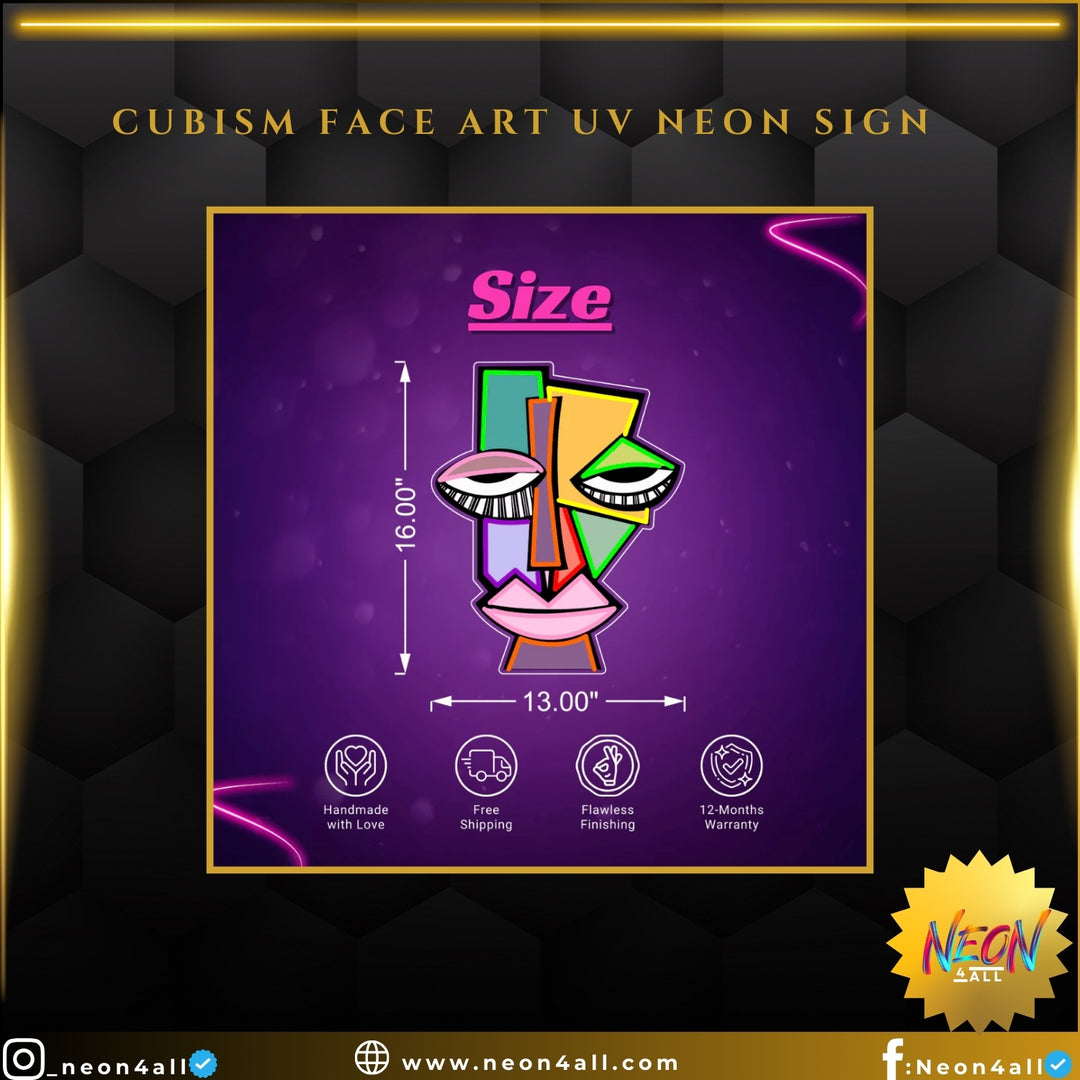 Cubism Face Art UV Neon Sign