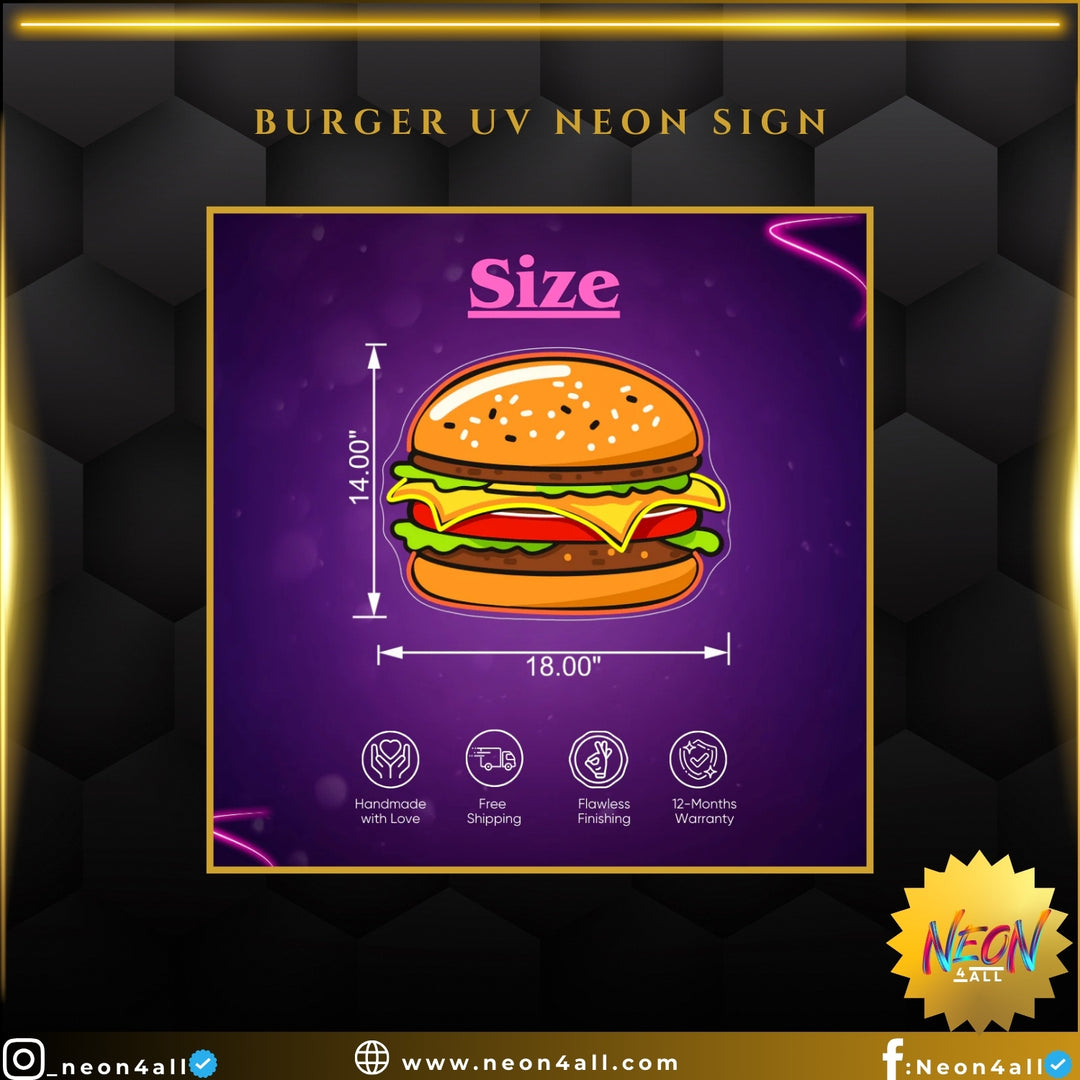 Burger UV Neon Sign