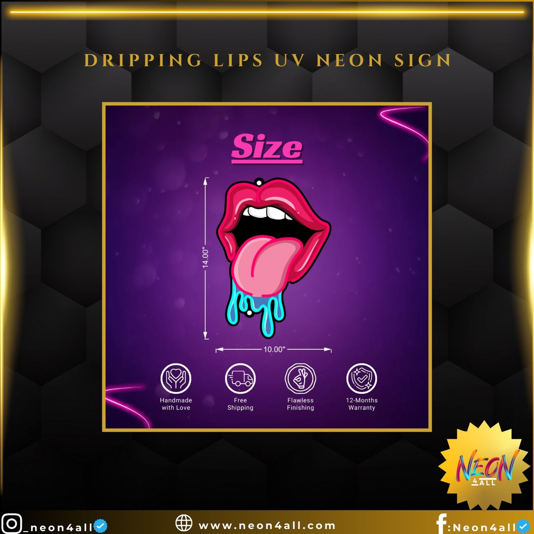 Dripping Lips UV Neon Sign