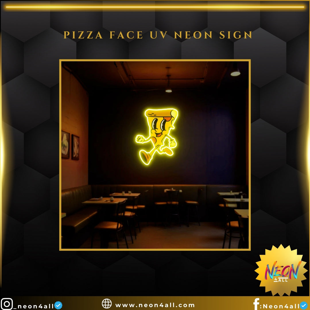 Pizza Face UV Neon Sign