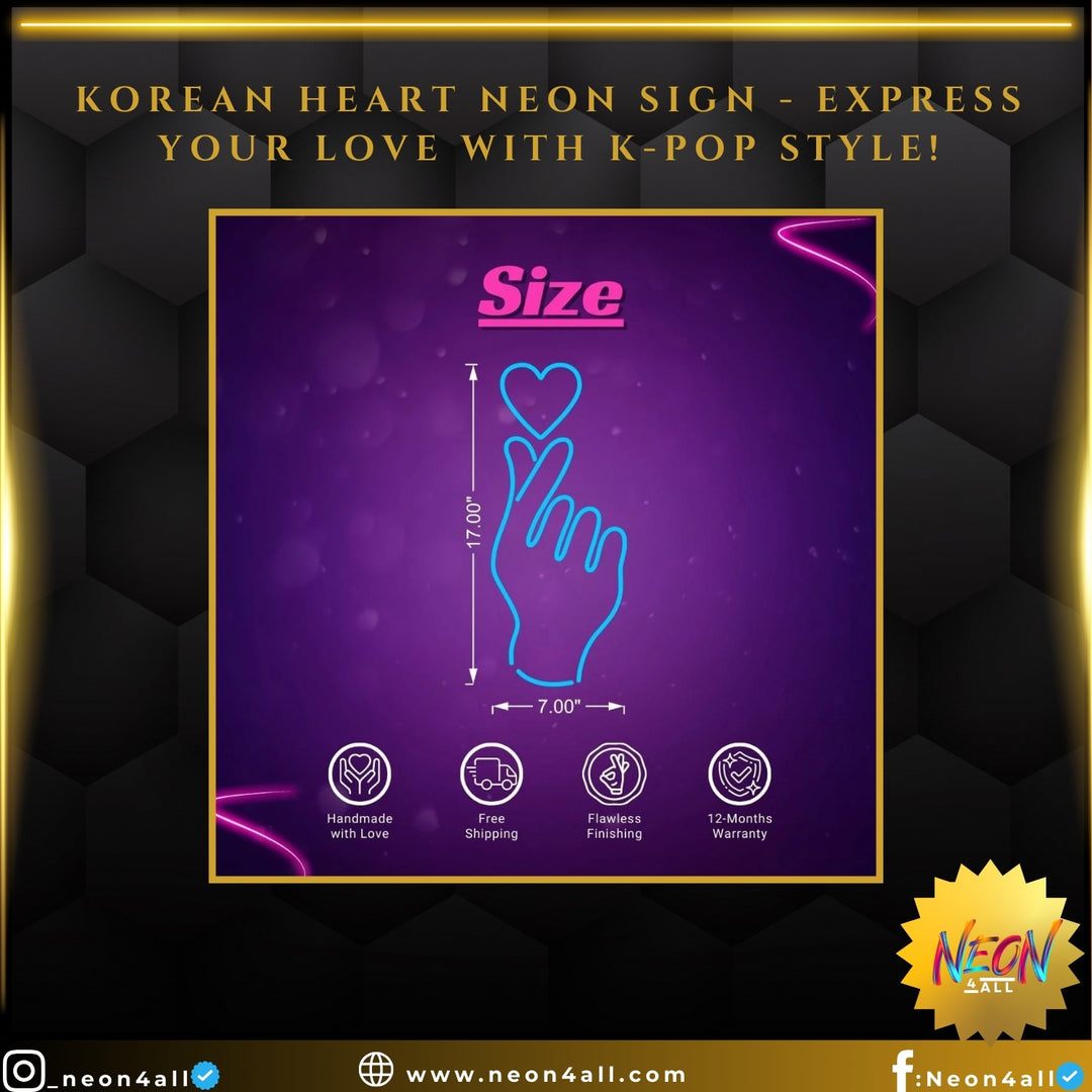 Korean Heart Neon Sign - Express Your Love with K-Pop Style!