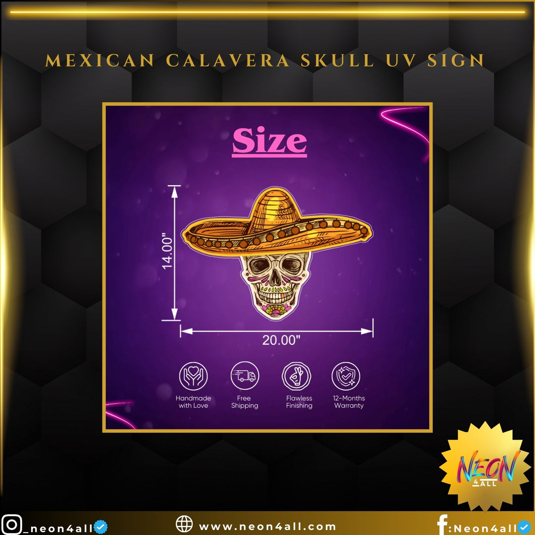 Mexican Calavera Skull UV Sign