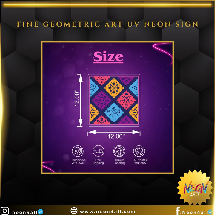 Fine Geometric Art UV Neon Sign