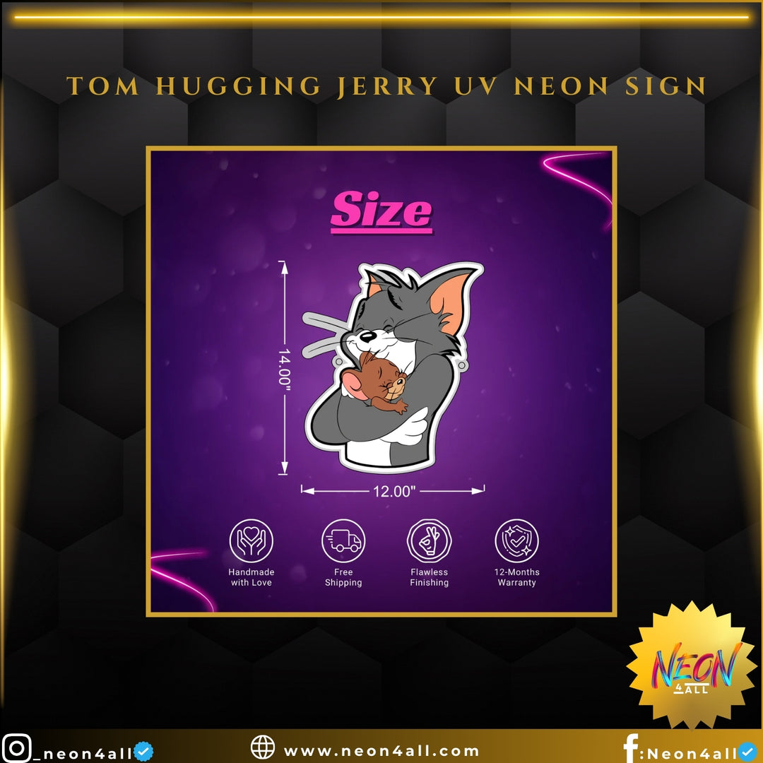 Tom Hugging Jerry UV Neon Sign