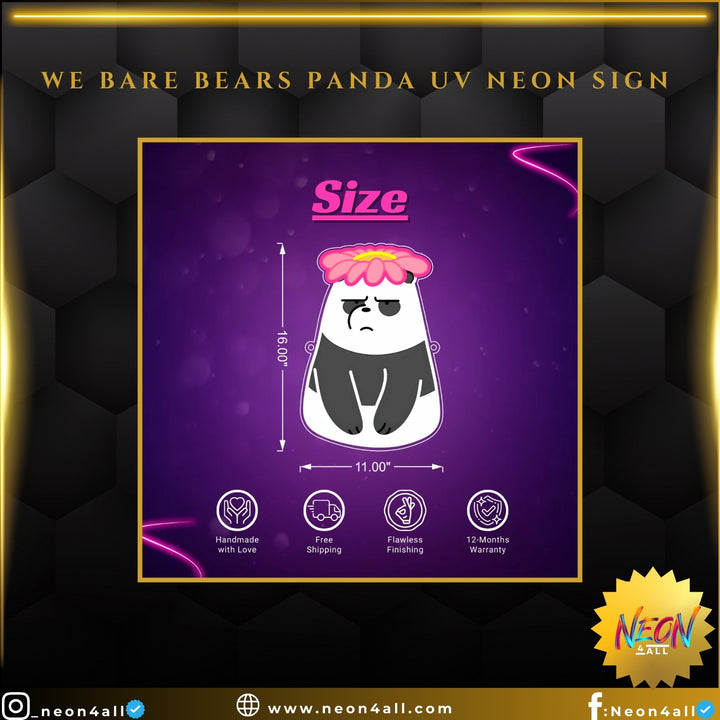 We Bare Bears Panda UV Neon Sign