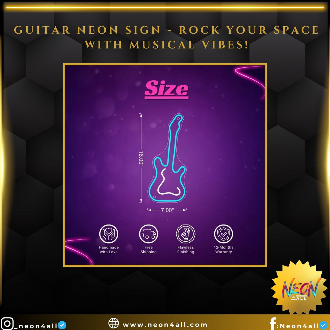 Guitar Neon Sign - Rock Your Space with Musical Vibes!