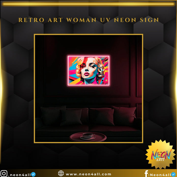 Retro Art Woman UV Neon Sign