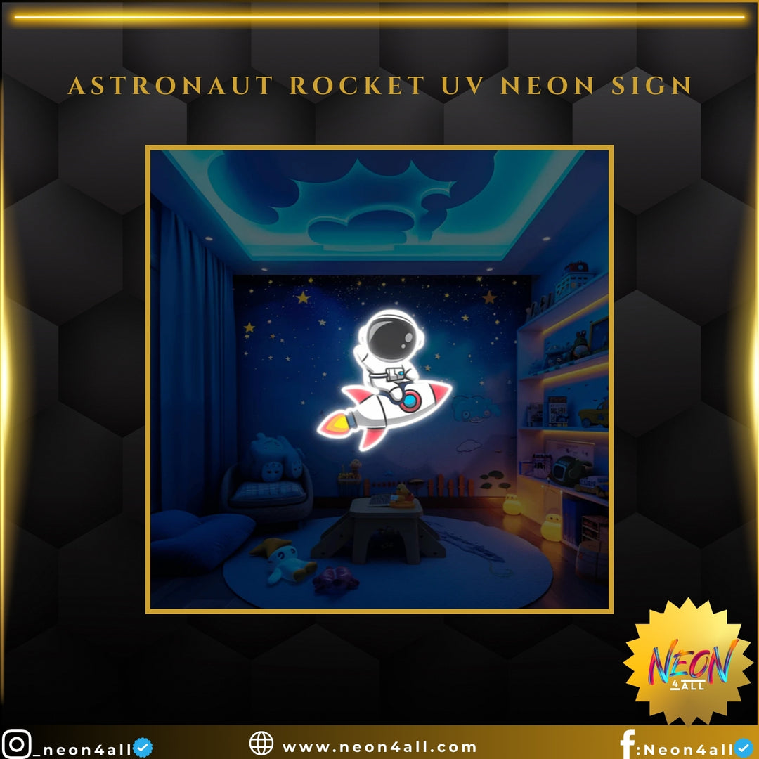 Astronaut Rocket UV Neon Sign