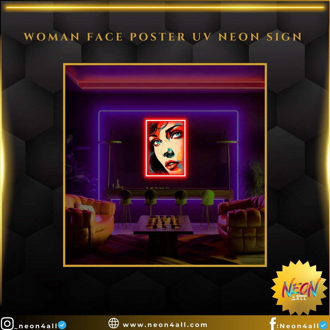 Woman Face Poster UV Neon Sign