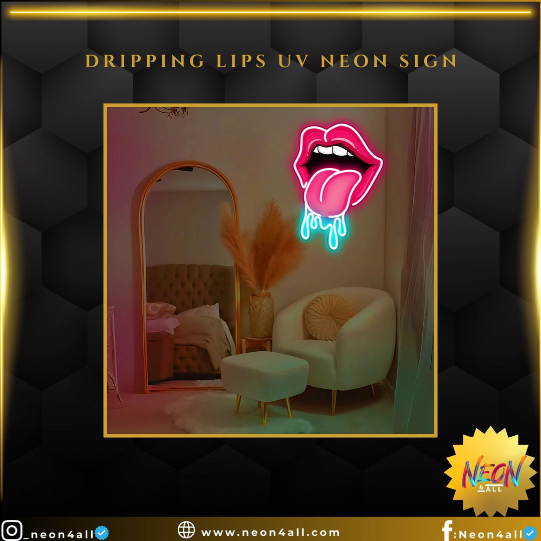 Dripping Lips UV Neon Sign