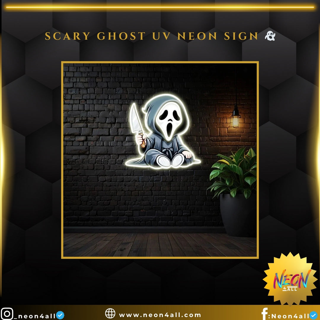 Scary Ghost UV Neon Sign 👻 – Add a Spooky Glow to Your Space!