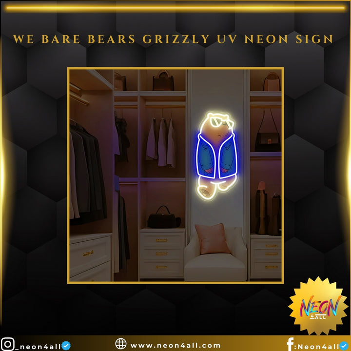 We Bare Bears Grizzly UV Neon Sign