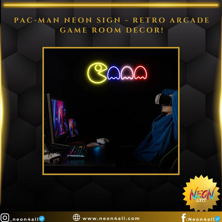 Pac-Man Neon Sign - Retro Arcade Game Room Decor!