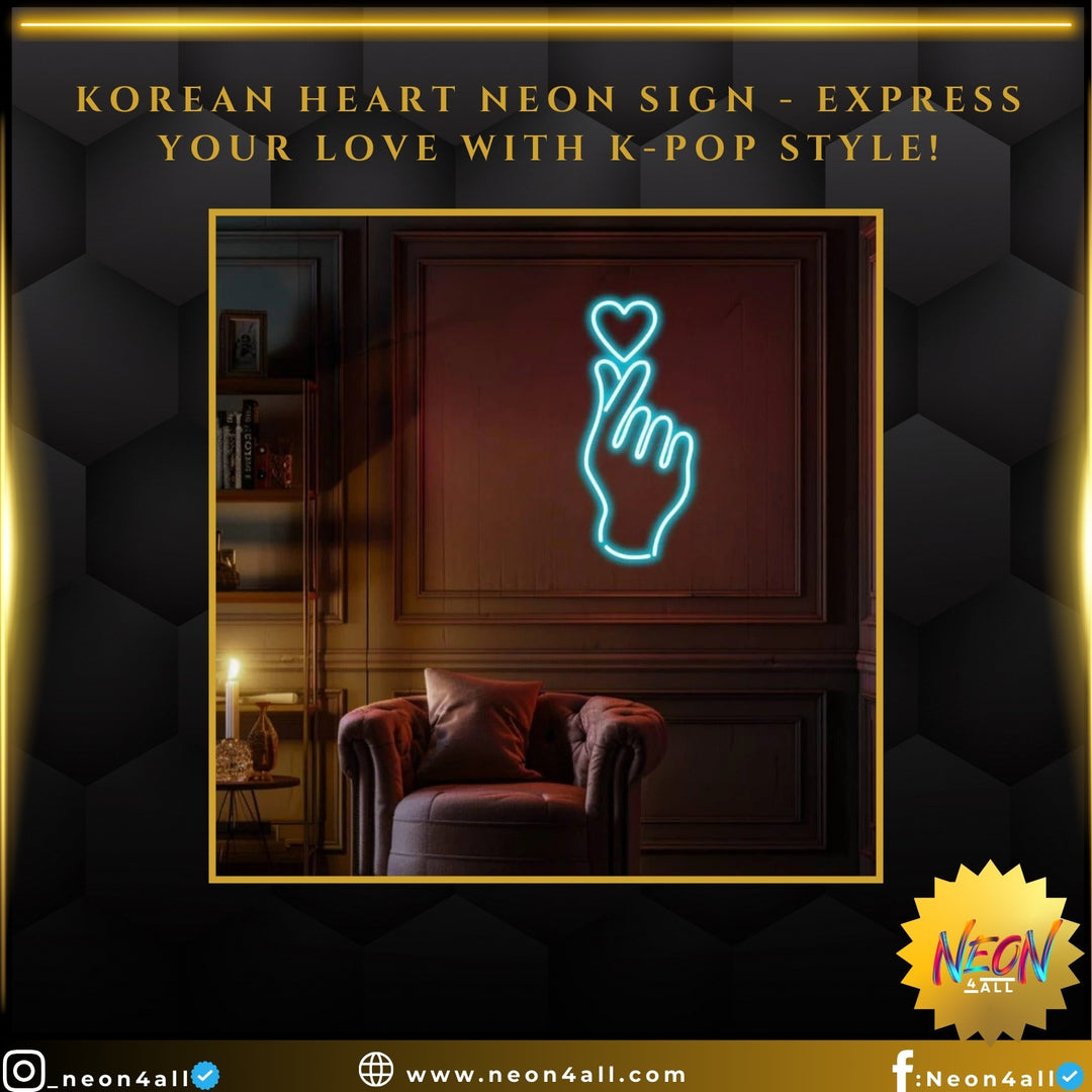 Korean Heart Neon Sign - Express Your Love with K-Pop Style!