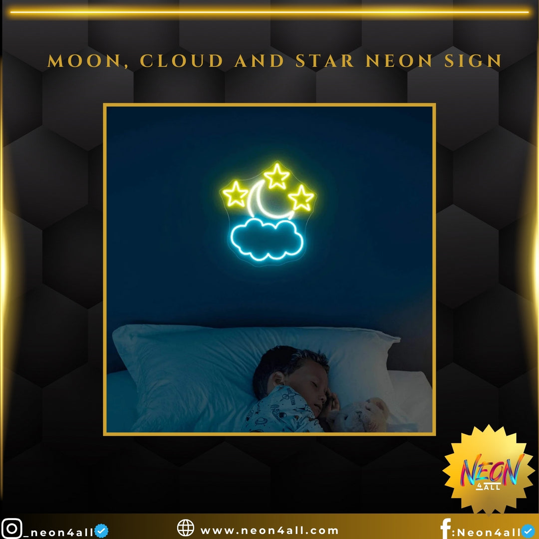 Moon, Cloud and Star Neon Sign