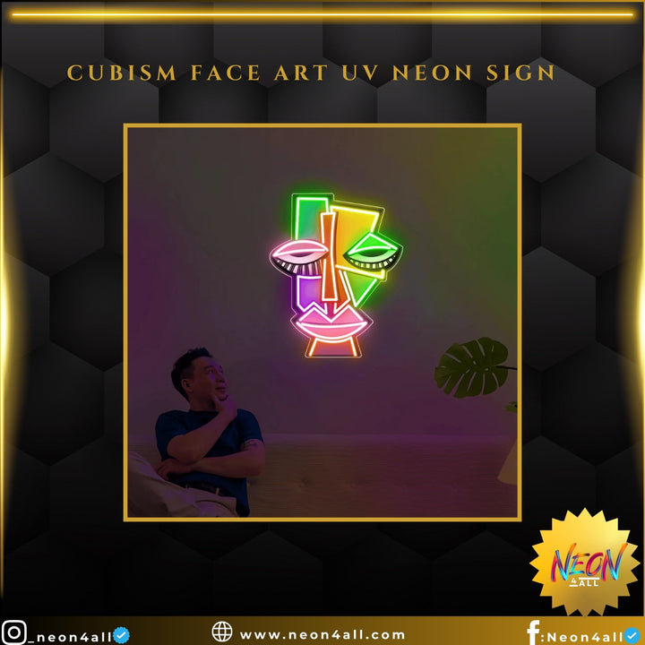 Cubism Face Art UV Neon Sign