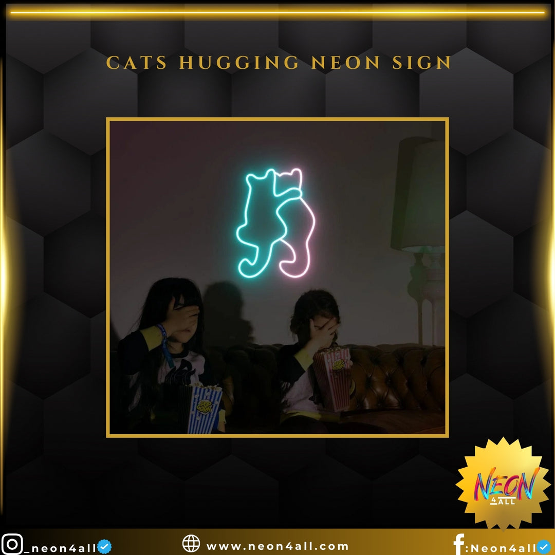 Cats Hugging Neon Sign