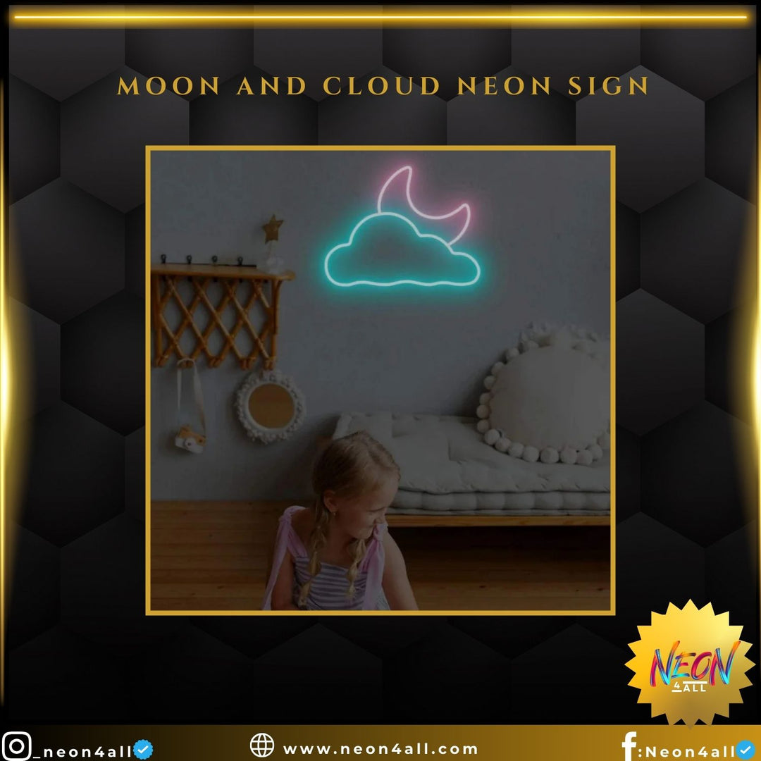 Moon and Cloud Neon Sign