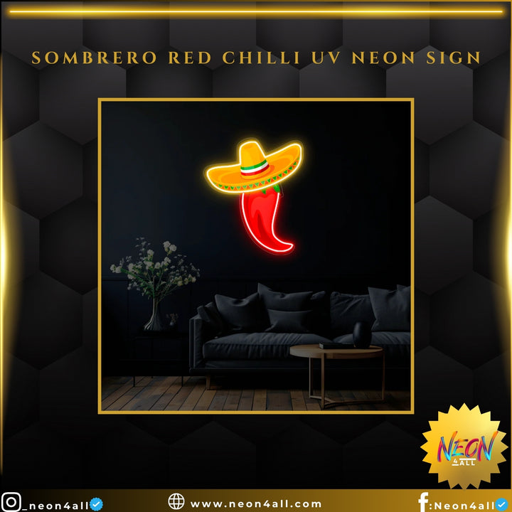 Sombrero Red Chilli UV Neon Sign