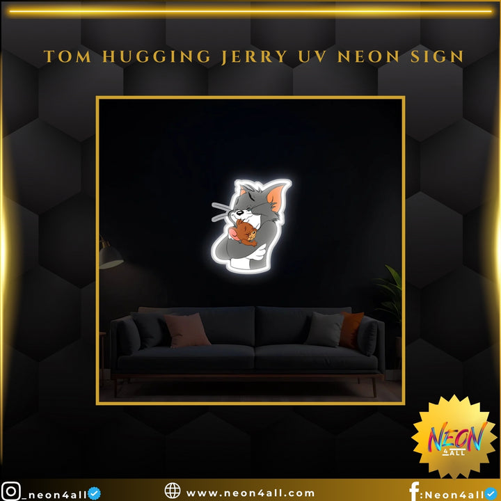 Tom Hugging Jerry UV Neon Sign