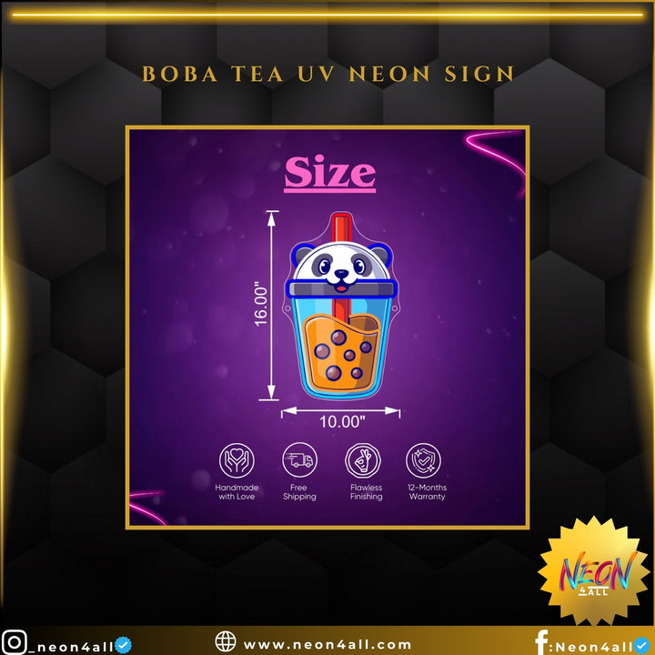 Boba Tea UV Neon Sign