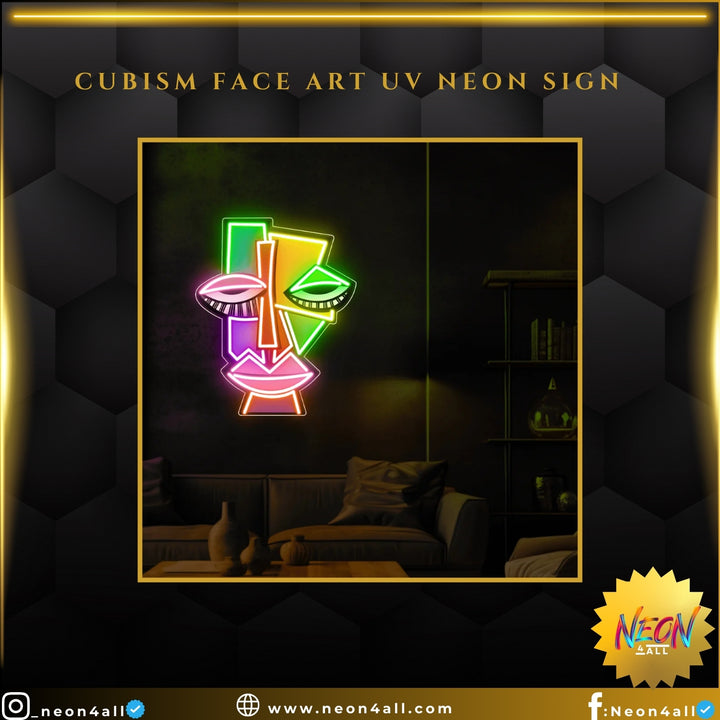 Cubism Face Art UV Neon Sign