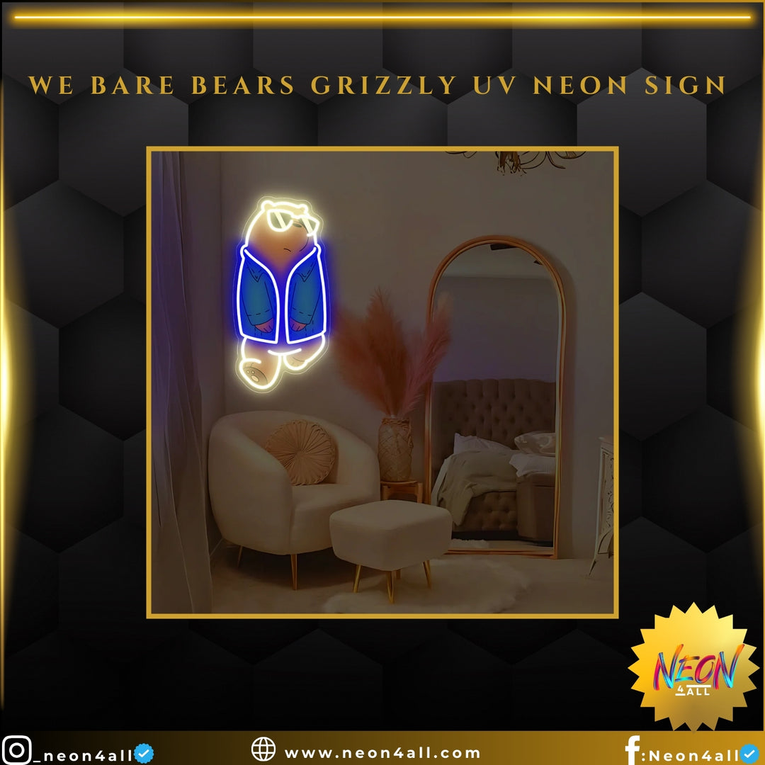 We Bare Bears Grizzly UV Neon Sign