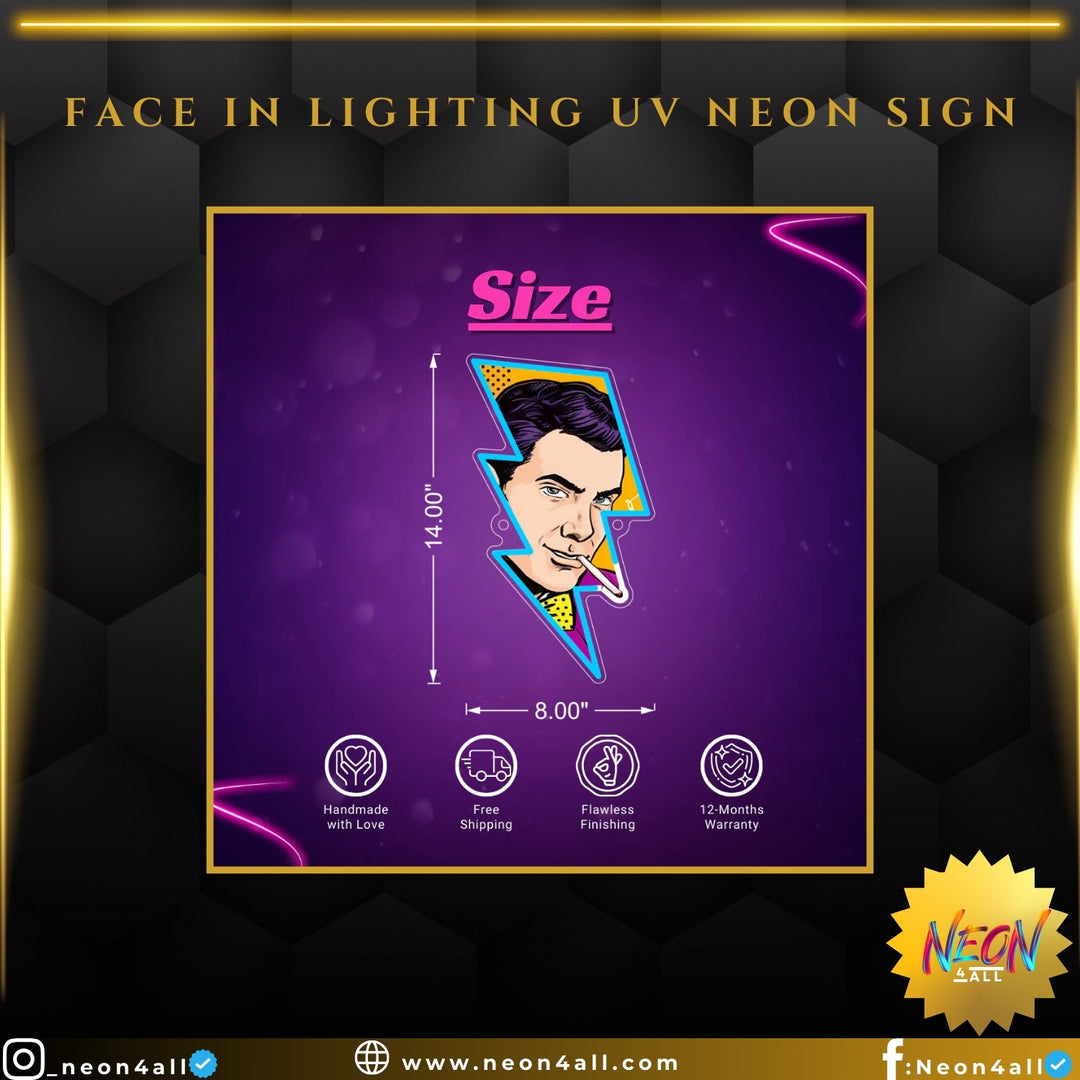 Face in Lighting UV Neon Sign 1