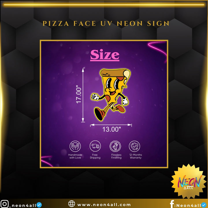 Pizza Face UV Neon Sign