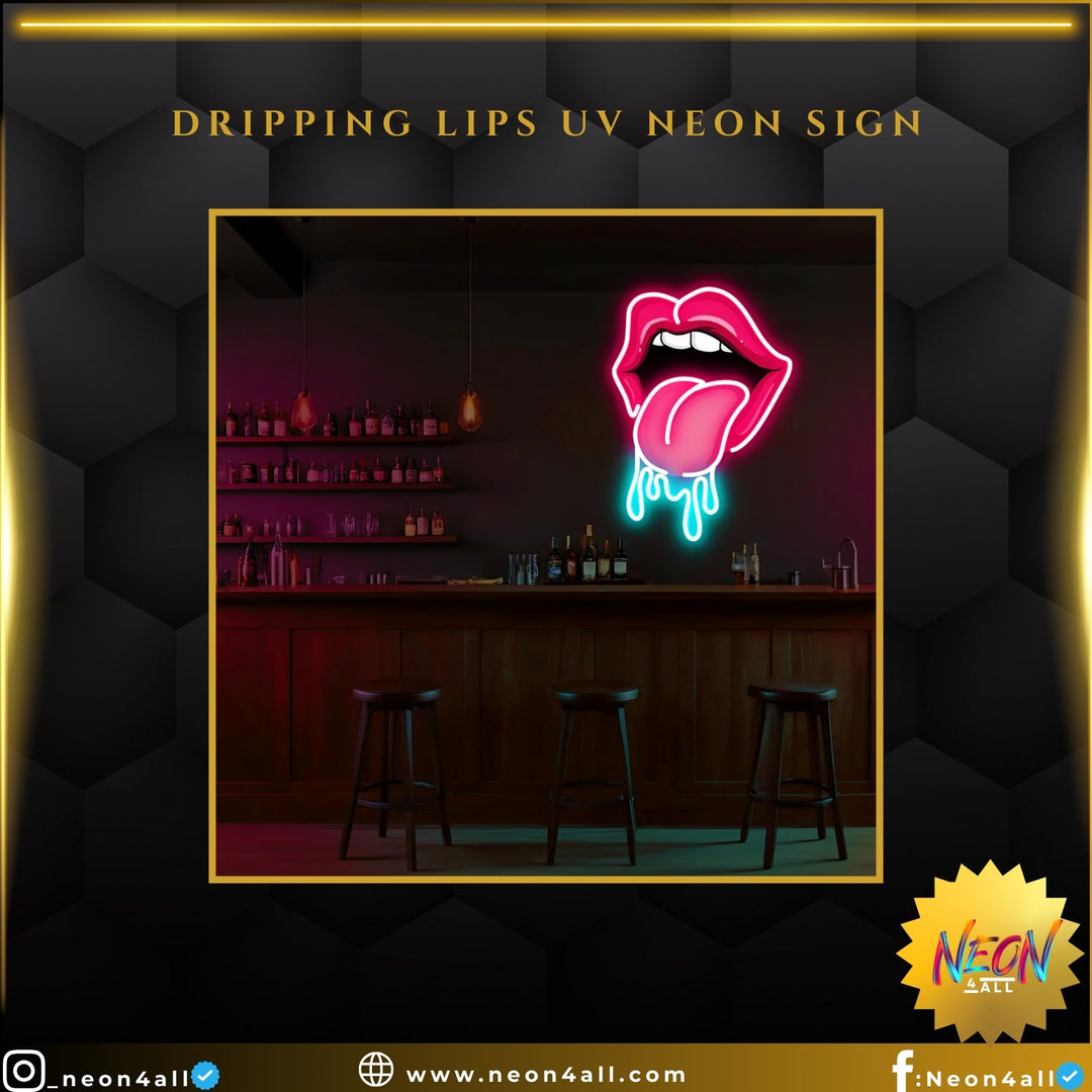 Dripping Lips UV Neon Sign