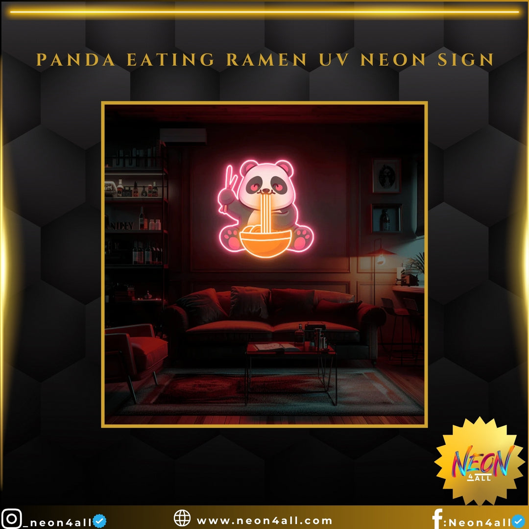 Panda Eating Ramen UV Neon Sign