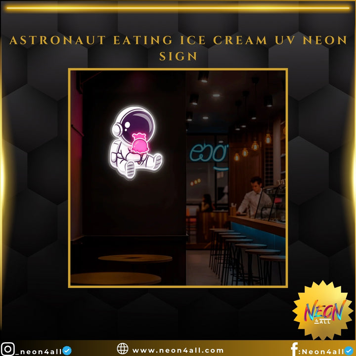 Astronaut Eating Ice Cream UV Neon Sign