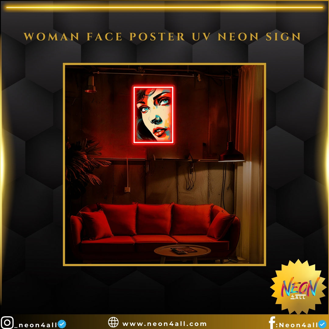 Woman Face Poster UV Neon Sign