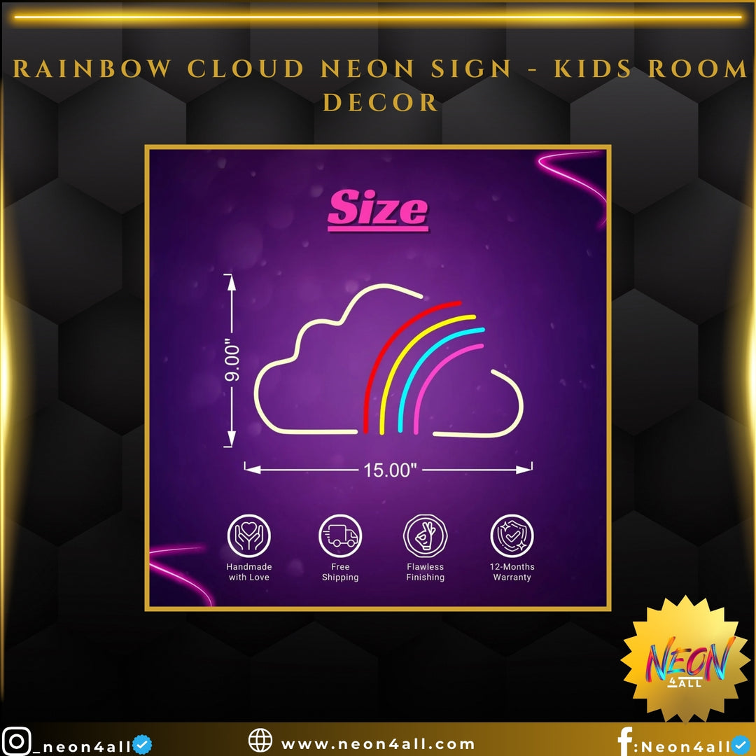 Rainbow Cloud Neon Sign - Kids Room Decor